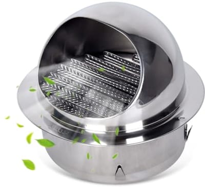 Rond Ventilatierooster 110 mm RVS met Insectennet en Hoed - Regenbestendig voor Buiten