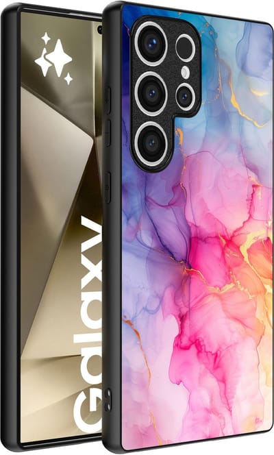 Smartphonica Telefoonhoesje geschikt voor Samsung Galaxy S24 Ultra met marmer opdruk - TPU backcover case marble design - Regenboog geschikt voor Samsung Galaxy S24 Ultra