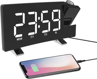 Digitale Projectiewekker met FM Radio en USB Oplader - Groot Display en Snooze