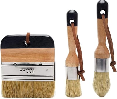3-in-1 Krijt- En Wasverfborstels Set Met Platte - Puntige En Ronde Borstels – Ideaal Voor Houten Meubels En Woondecoratie