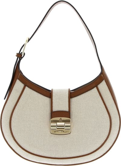 FURLA Schoudertas Club 2 Hobo Bag Naturale + Cognac h Crème