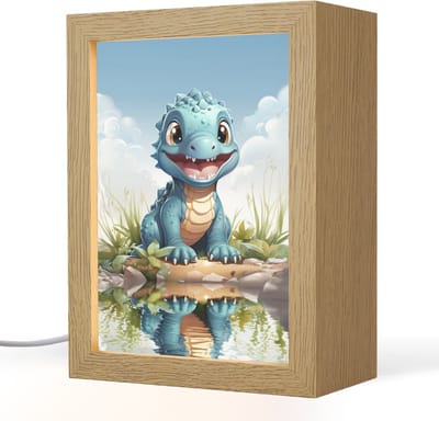 Nachtlampje 15x20 cm - Kinder lampje - Draak - Blauw - Jongens - Kinderen - Tafellamp kinderkamer - Slaapkamer lamp - Bedlamp kinderen - Kinderlampje stopcontact - Wandlamp babykamer - Nachtlampjes