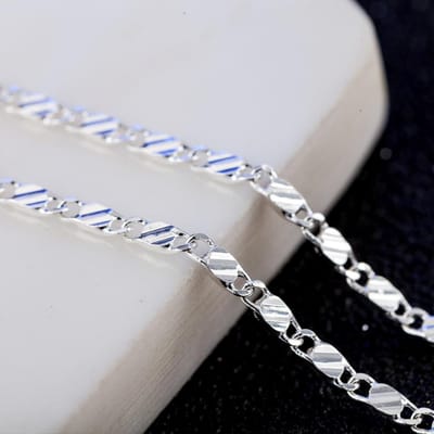 925 Sterling Zilver 16/18/20/22/24/26/28/30 Inch 2mm Bedelketting Halsketting voor Vrouwen Mannen Mode Bruiloft Feest Sieraden 50cm gray