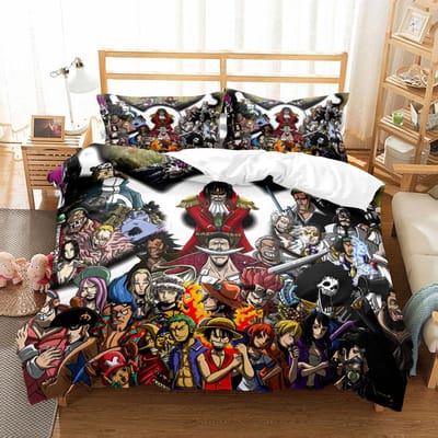 Jonge Piraten Studenten Anime Beddengoedset Klein Eenpersoons Twin Tweepersoons Queen King Cal King Maat Bedlinnenset AU Single(140x210cm)