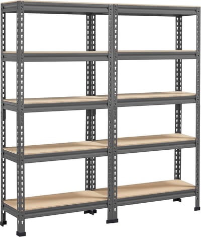 Hoekplanken met 5 planken, Heavy Duty Rekken voor 1500 kg, 140x30x150 cm, Voor Kelder en Opslag