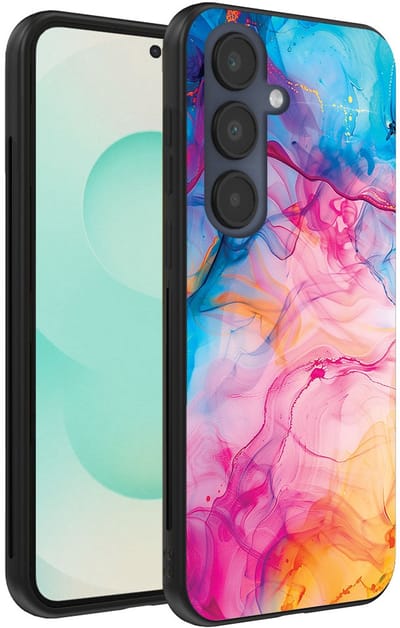 Smartphonica Telefoonhoesje Geschikt voor Samsung Galaxy S25 Plus met Regenboog Acryl Marmer Opdruk - TPU Backcover Case Rainbow Acrylic Marble Design geschikt voor Samsung Galaxy S25 Plus