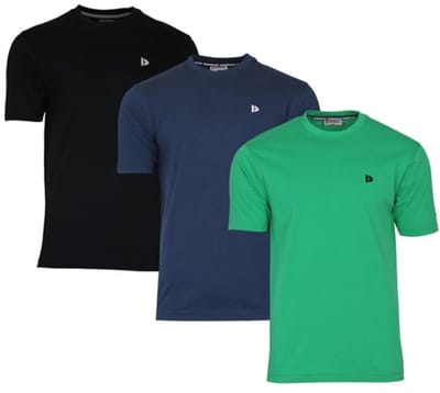 3-Pack Donnay - T-shirt (Vince) - Sportshirt - Heren - Black/Navy/Grass green (683) - maat M