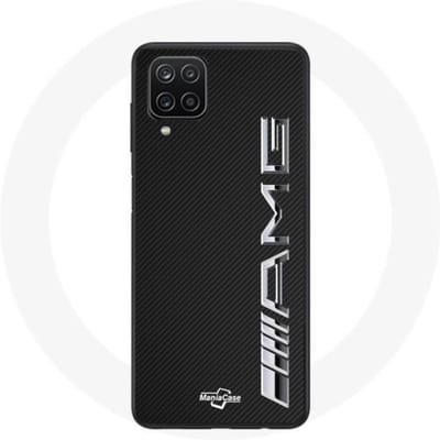 Samsung Galaxy A12 Amg-logo carbontextuurhoes zwart