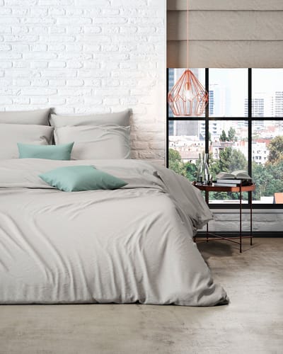 Mistral Home - DEKBEDOVERTREK - percale - 140 x 200 cm + 65 x 65 cm - eenpersoons - effen kleur - beige