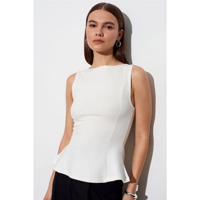 Aansluitende Mouwloze Peplum Blouse