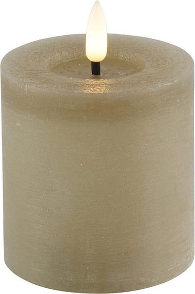 Countryfield Lyon LED kaars/stompkaars - beige - D7,5 x H8 cm - timer