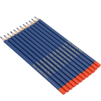 12 stuks set Houten Handvat Stoffen Marker Blauw Gekleurd Wateroplosbaar Potlood voor Kleding Schoenen DIY blue
