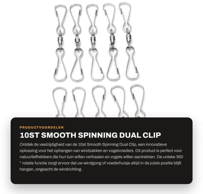 Dailygoods- Haak 360° Roterend - Dual Clip - Draaiende Windzakken - Vogelvoeder - Windgong - Set van 10 - Ophanghaak