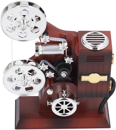 Muziekdoos Filmprojector - Decoratief object - Woonkamer decoratie - Antiek opwindmechanisme - 165x20x6cm - Bruin