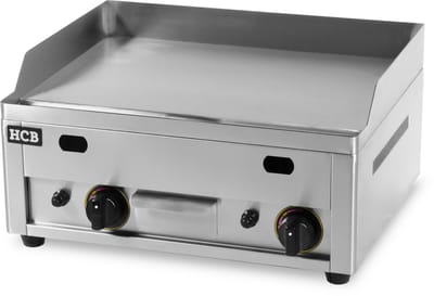 HCB® - Professionele Horeca Bakplaat - glad - propaan - RVS / INOX - Teppanyaki Grill apparaat - 53.5x53.5x32.5 cm (DxBxH) - 45 kg - 2515
