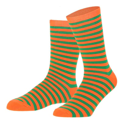 Feest sokken met strepen - 36/41 / Oranje/groen