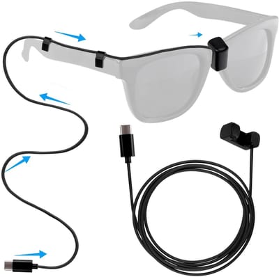 Allecto - USB C Oplader Kabel - 1.5m Lang - Zwart - Voor Smart Glasses - Snelle laadtijd - Geschikt voor Meta Wayfarer - Model RW4008/RW4006