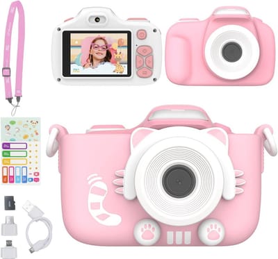 Kindercamera met Selfie Lens, HD Foto en Video, Inclusief Schokbestendige Hoes - Cadeau voor Jongens en Meisjes 4-15 Jaar