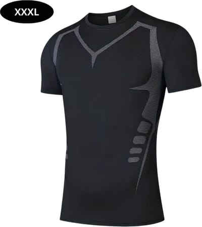 Livano Sportshirt Heren - Sport - Fitness - Compressie Shirt - Corrigerend Hemd - Sportkleding - Mannen - Zwart - 2 Stuks - XXXL