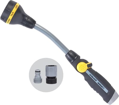 Gietstok - Waterstok Sproeier - Planten Water Geven - Ergonomische Handgreep - 38 cm Lengte - Zilver Geel