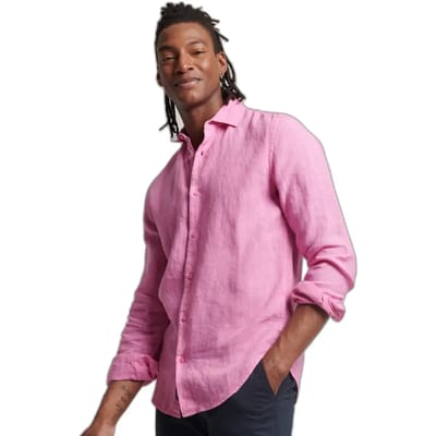 Superdry - Casual linnen overhemd met lange mouwen - Heren - Lange mouwen shirts