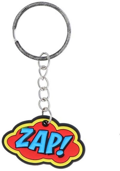 Sleutelhanger ZAP! Stripballon – Stoere Cartoon Tekst Balloons – Sleubelbos Cadeau - Tekst Ballon