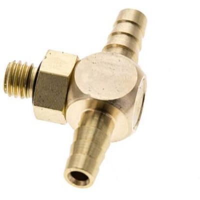 4 mm & M5 Messing T-slangpilaar met buitendraad NBR Afdichting
