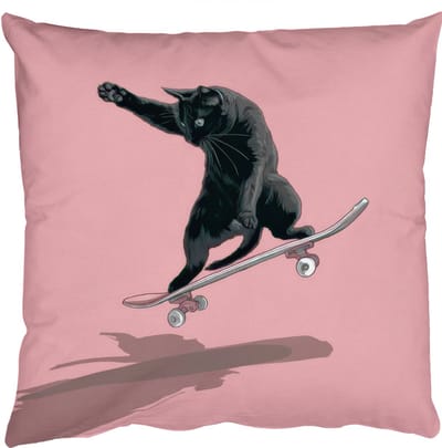 Sierkussens - Kussentjes Woonkamer - 50x50 cm - Kat - Skateboard - Roze
