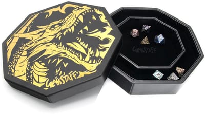 Glassstaff CritStones Arena Dice Tray Black Dragon (Yellow Lid) and accessories