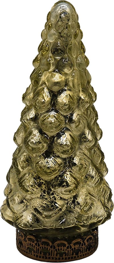 Clayre & Eef Kerstdecoratie met LED-verlichting Kerstboom Ø 8x16 cm Goudkleurig Glas