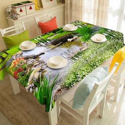 Bloemen Horden Tafelkleed Huwelijksceremonie Landschapspatroon Waterdicht Verdikken Rechthoekig En Rond Tafelkleed Voor Bruiloft 40 X 40CM
