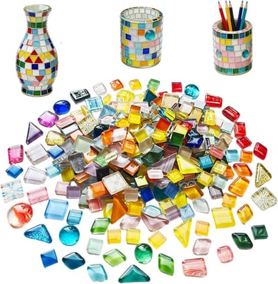 Mozaïekstenen Glas - Knutseltegels Vierkant - Decoratie Maken - Meer Dan 40 Kleuren - 400 Gram - Veelkleurig