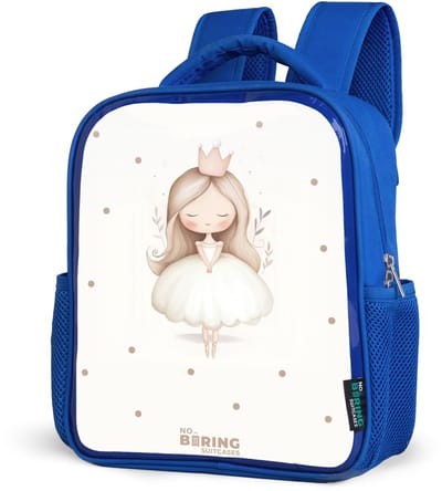 NoBoringSuitcases.com® - Rugzak blauw - Schooltas jongens - Ballerina prinses tussen beige stippen - Kinder rugtas jongen - Boekentas kind - Kinderrugzak voor school - Schoolrugzak