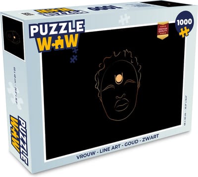 Puzzel Vrouw - Line art - Goud - Zwart - Legpuzzel - Puzzel 1000 stukjes volwassenen