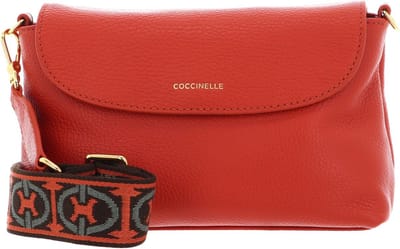 COCCINELLE Leren Schoudertas Coccinelle Ban Mini Bag Grained Tangerine Oranje