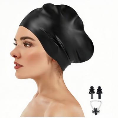 Ynkkvre - Extra Grote Zwembadmuts - Voor Lang en Dik Haar - Inclusief Oordopjes en Neusklem - Chloorbestendig