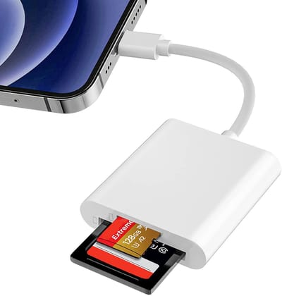 SD-kaartlezer voor iPhone, Lightning SD- en Micro SD-kaartlezer voor spiegelreflexcamera's met twee sleuven voor SD-kaarten, geheugenkaartadapter voor fotografie, plug and play