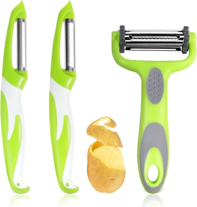 Multifunctionele 3-in-1 Schiller voor Aardappelen, Wortelen en Asperges met Scherpe RVS Bladen voor Keukengebruik