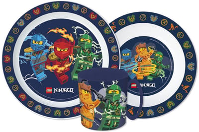 Lego Ninjago Serviesset - Mok 390 ml - Diepe kom - Plat bord - 3 stuks - Elemental - Eetset met beker - Voor verjaardagen en feestjes - Voor kinderen - Voor jongens