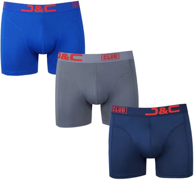 J&C 3-Pack Heren Boxershorts Microfiber – Zacht, Ademend & Sneldrogend – Comfortabele Pasvorm – Assorti Blauw/Marine/Grijs – Maat S