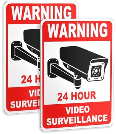 Videobewakingsbord - 10x7 Aluminium - Smile, U bent in beeld - 24 Uur toezicht - Beveiligingscamera - Geen Overtreding - Privé Eigendom