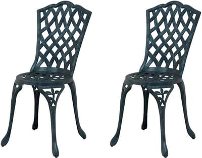 Vintage tuinstoelen - Set van twee - Buiten zitten - Aluminium frame - 39x40x87 cm - Groen