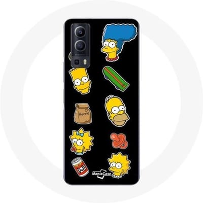 Vivo Y72 hoesje The Simpsons stickers zwarte achtergrond zwart