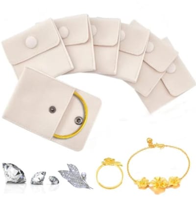 Dailygoods- Sieradenzakje 15 Stuks - Fluwelen Zakjes - Drukknop - Draagbaar - Geschenkzakjes - 7 x 7 cm - Geschikt voor Sieraden - Geschenkzakje