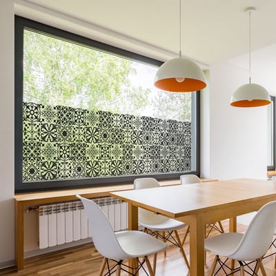 Privacy raamfolie - AZULEJOS BLACK - Stickers voor ramen en douchedeuren - 40x200cm