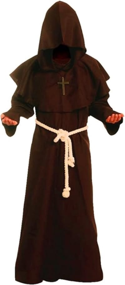 Monnik kostuum - met touw en kruis - habijt - Carnavals outfit - Priester kostuum - Pater kostuum - vrijgezellen feest kleding - Elfia kostuum