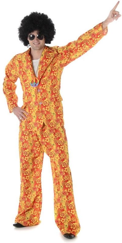 Karnival Costumes Verkleedpak Retro Groovy Heren Carnavalskleding Heren Carnaval Foute Party '60 '70 Party - Polyester - Oranje - Maat L - 2-Delig Jas/Broek