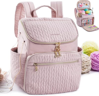 Gehaakte Rugzak - Garen Opberger - Breien Haken - Met Ophanghaak - 35x31x35 cm - Roze