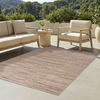 TAPISO Yucana Buitentapijt - Flatweave Vloerkleed Buiten & Binnen - Modern Buitenkleed Gestreept - Weerbestendig & UV-bestendig - Beige 80x150