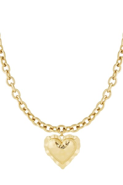 Bijoutheek Collier Chunky Hart Gehamerd Goud